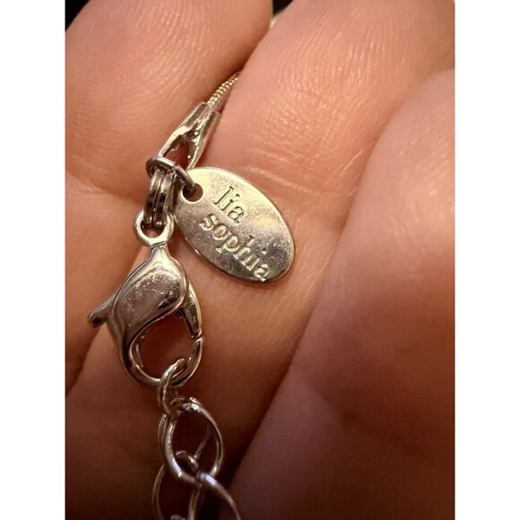 Lia Sophia Pendant Necklace Sparkling Shades Of Blue Silver Tone Snake Chain - Picture 4 of 10